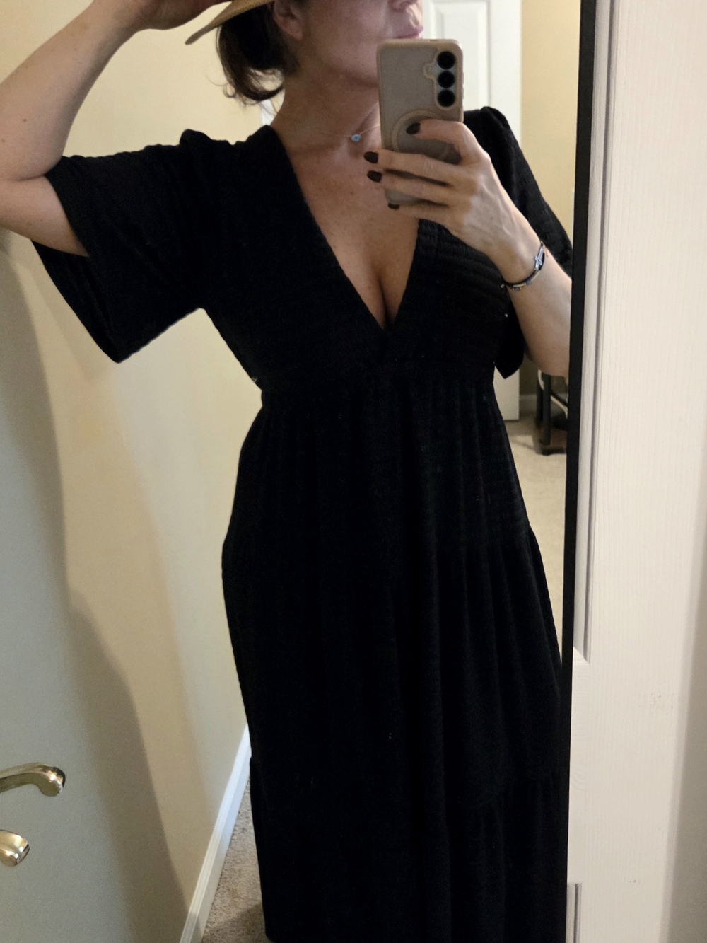 Veronica M Black Kimono Sleeve V-Neck Maxi Dress - Picture 2 of 9